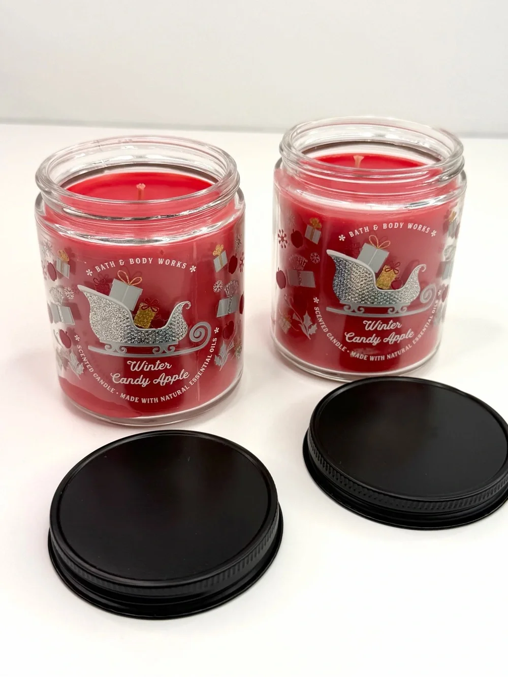 Bath & Body Works Set of 2 Winter Candy Apple Single Wick Jar Candle - Picture 3 of 4